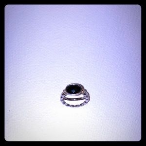 Pandora Elegant Embrace Onyx Ring With Diamonds